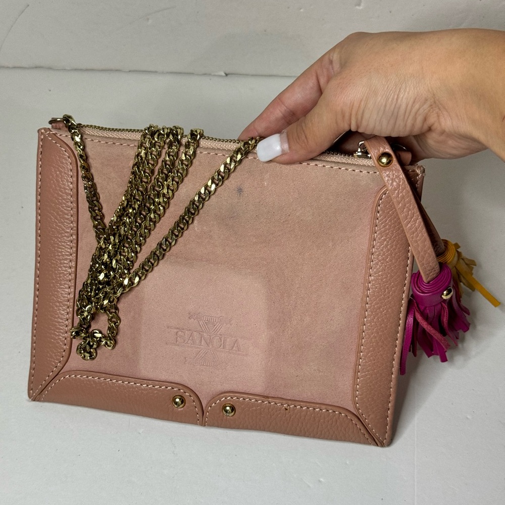 Sancia Lana Coin Purse Crossbody Square Mini
Bag with Tassels In Canyon Rose